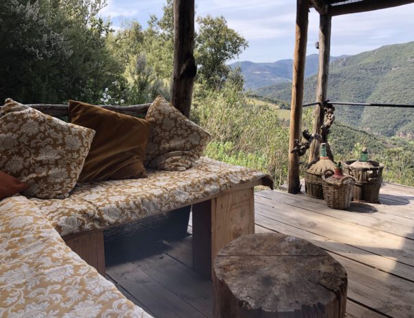 Lounge corner with view over the Orb Valley, Hérault